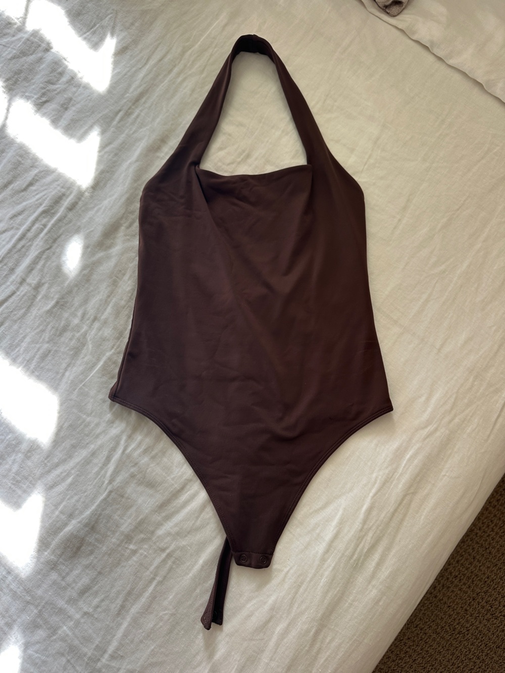 Babaton Brown Halter One-Piece Bodysuit